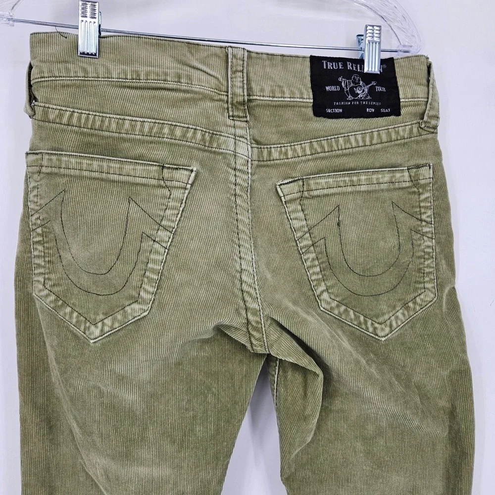True Religion Corduroy Pants Mens 29 Green Relaxed Slim Jeans Geno Stretch